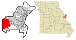 St. Louis County Missouri Incorporated and Unincorporated areas Wildwood Highlighted